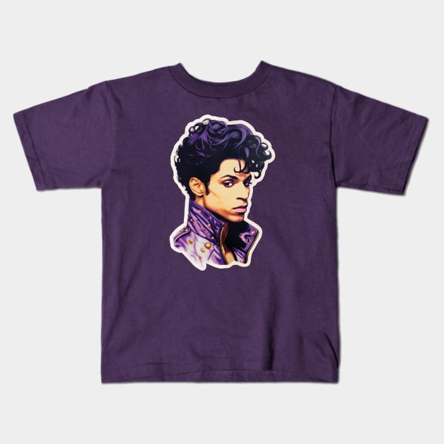 Prince Tribute Portrait Kids T-Shirt by Geektastic Designs